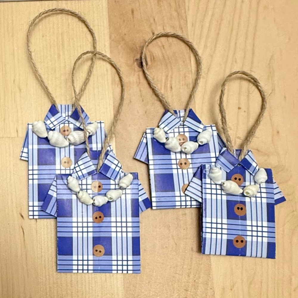 Hawaiian (Palaka Print) Blue Plaid Shirt Ornaments